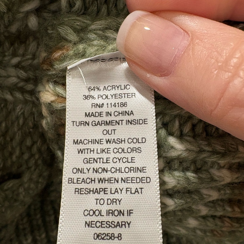 a.n.a Cable-Knit Mock Neck Sweater in Sage with Multicolor Flecks - Picture 5 of 5